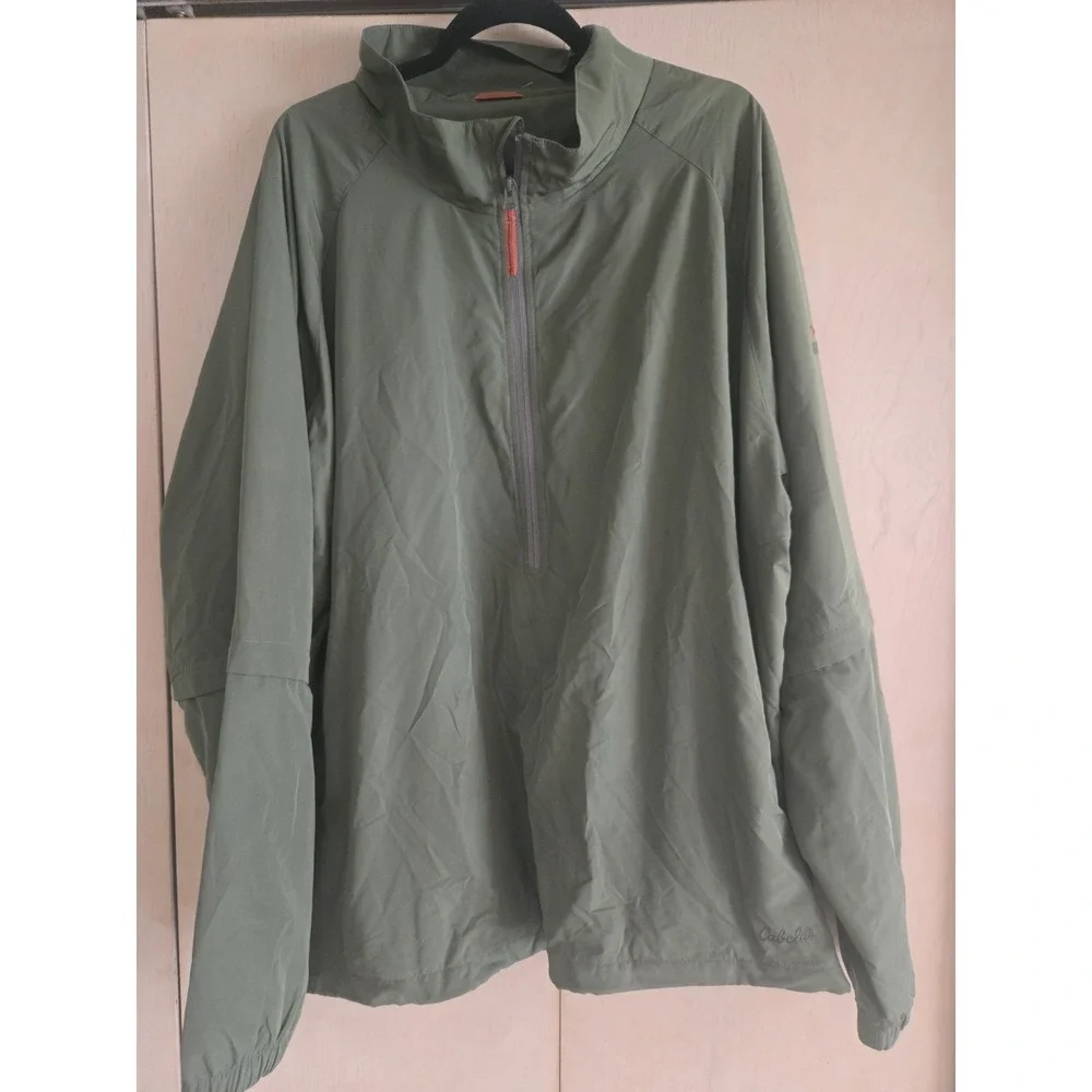 Cabela's Windcrest 1/2 Zip Pullover Jacket Men's 2XL Olive Green Mesh Lined